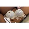 Image 1 : 2 MILK GLASS LAMP SHADES W/ TASSELS