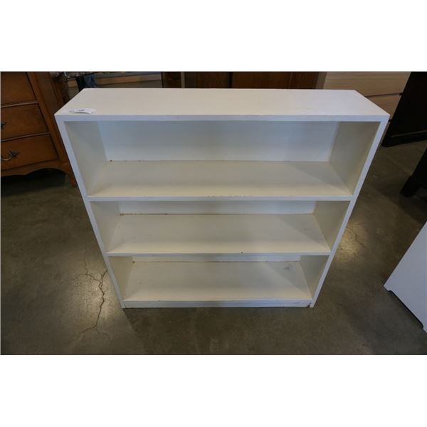 WHITE BOOKSHELF 3 FOOT WIDE X 10 INCHES DEEP X 3 FOOT TALL
