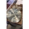 Image 2 : Tray of vintage clocks and light covers