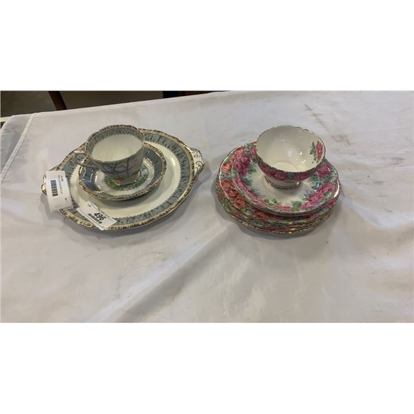 ROYAL ALBERT SILVER BIRCH CUP, SAUCER, AND PLATE, AND ROYAL STANDARD CUP, 2 SAUCERS, AND 4 SIDE PLAT