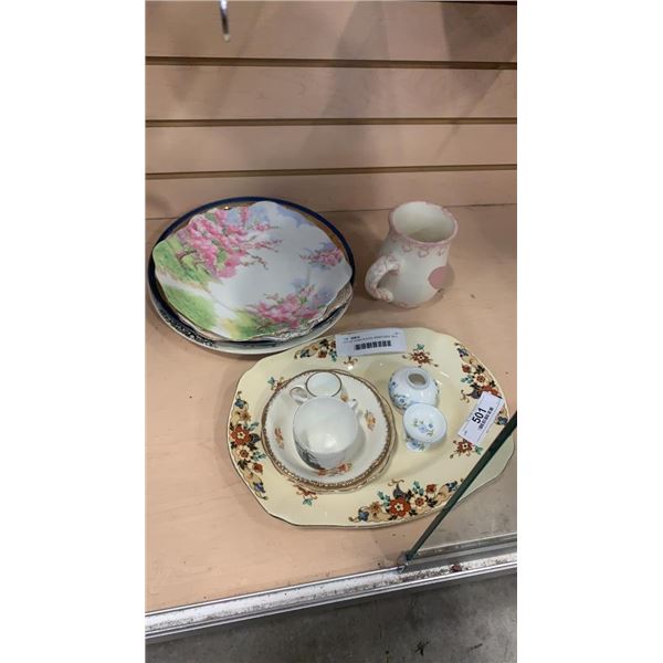 LOT OF CHINA PLATES, MINIATURES, MUG, ETC