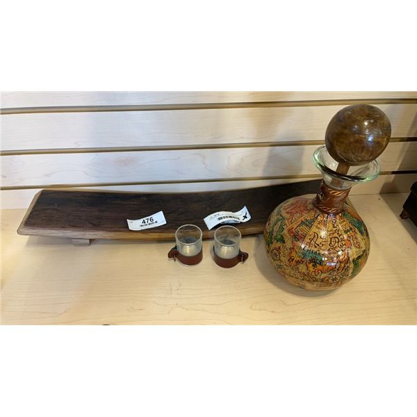 Glass and leather decanter