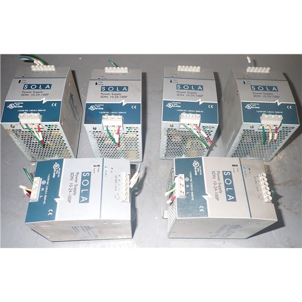 Lot of (6) Sola #SDN 10-24-100P Power Supplies