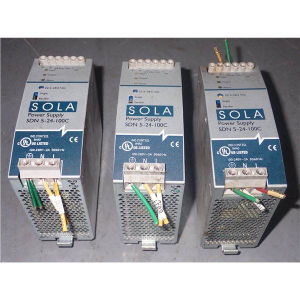 Lot of (3) Sola #SDN 5-24-100C Power Supplies