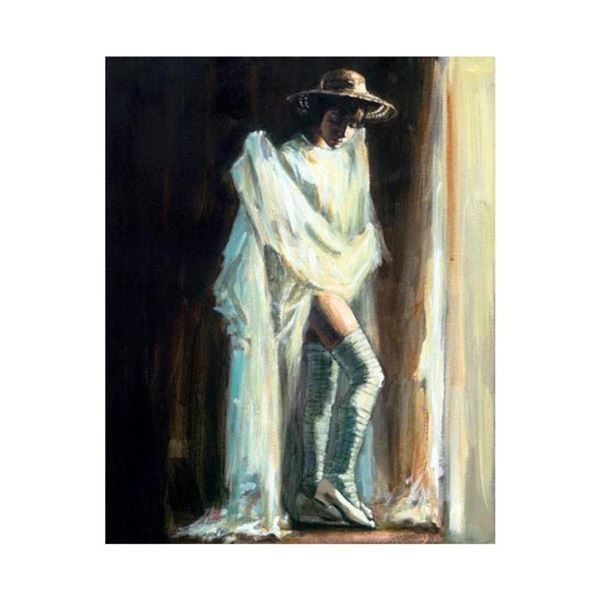 Fabian Perez, "Catalina By The Window" Hand Textured Limited Edition Giclee on Canvas. Hand Signed a