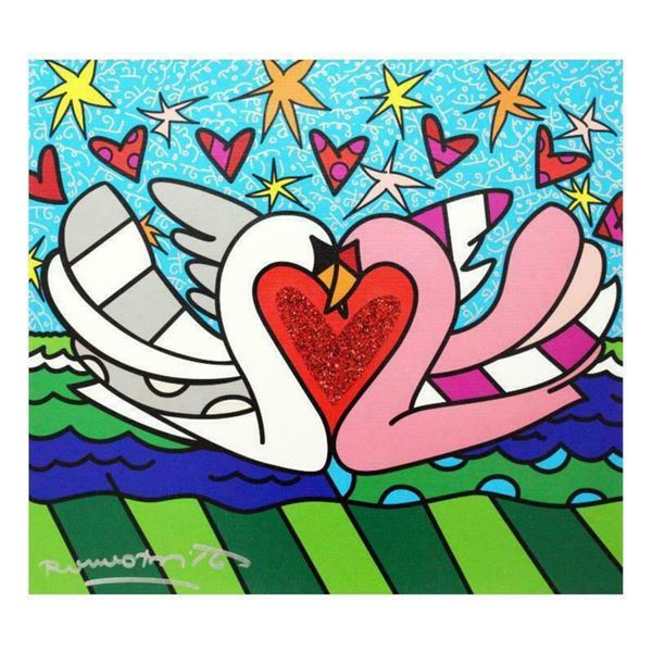 Romero Britto "Soul Mate" Hand Signed Limited Edition Giclee on Canvas; Authenticated