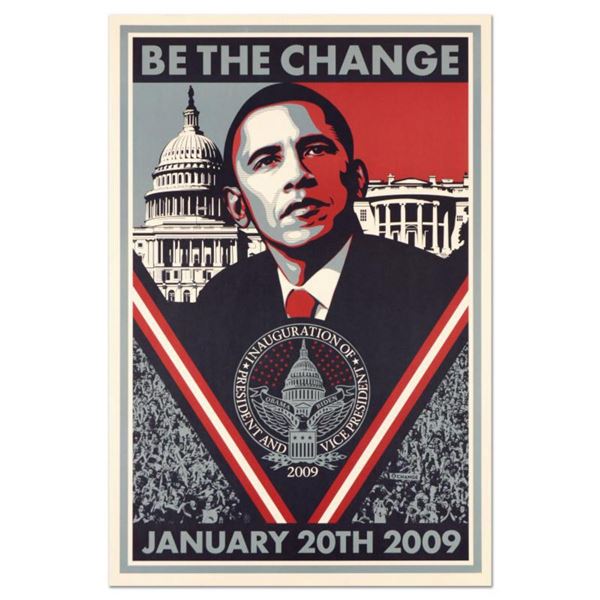 Shepard Fairey, "Be the Change" Barack Obama Inauguration Collectible Lithograph, with Letter of Aut