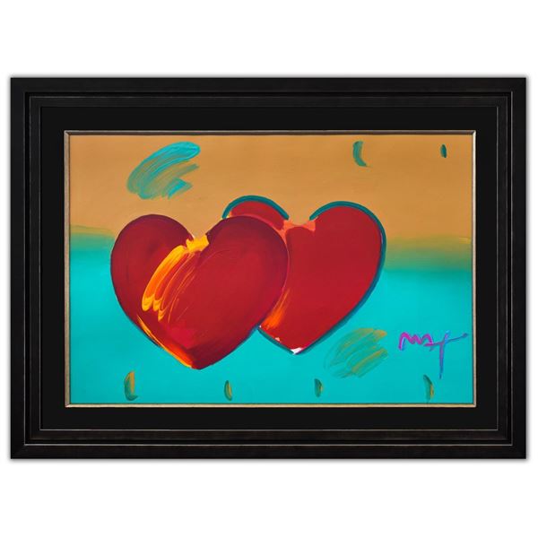 Peter Max- Original Mixed Media "Two Hearts As One"