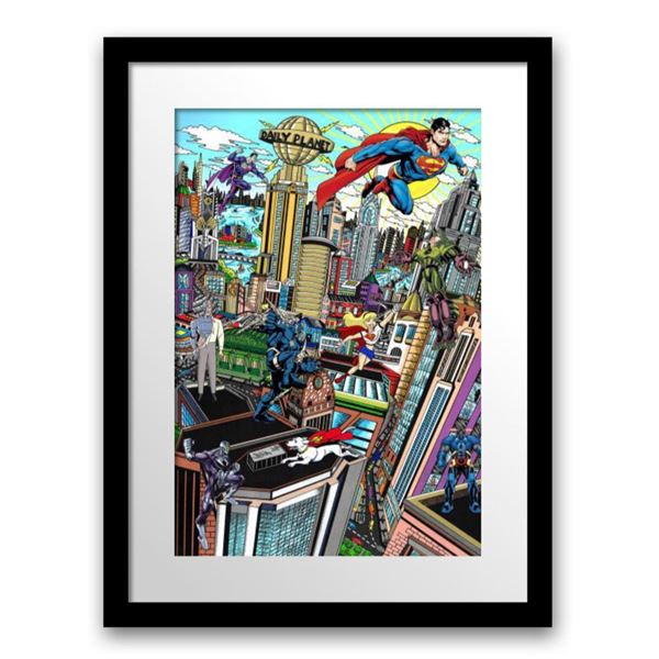 Charles Fazzino- 3D Construction Silkscreen Serigraph "SUPERMAN SAVES THE DAY"