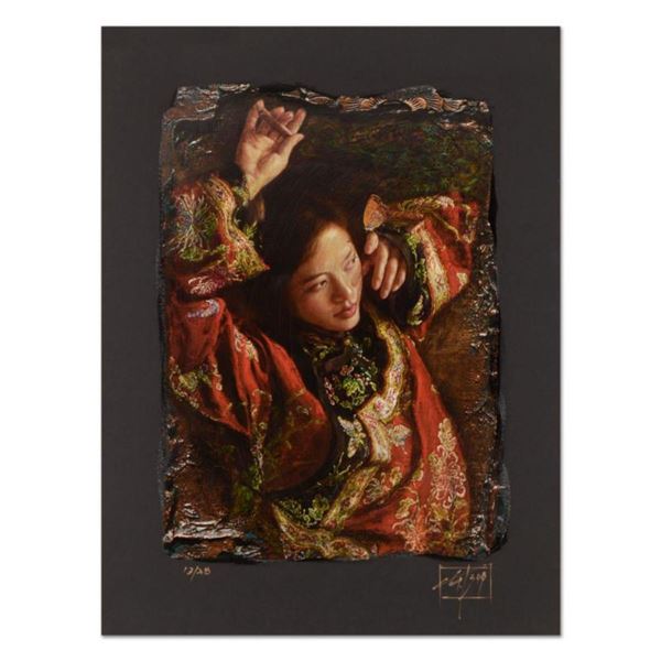 George Tsui, "Red Butterfly" Limited Edition Chiarograph, Numbered and Hand Signed with Letter of Au