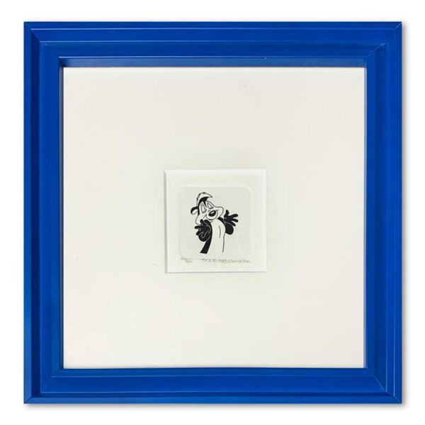 "Pepe le Pew" Framed Limited Edition Etching with Hand-Tinted Color and Numbered.