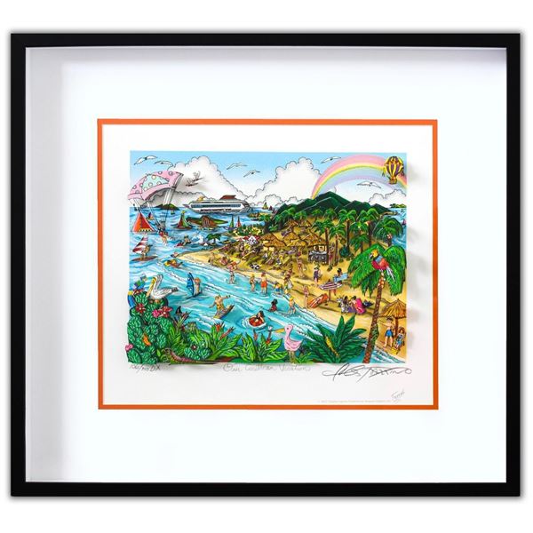 Charles Fazzino- 3D Construction Silkscreen Serigraph "Our Caribbean Vacation"