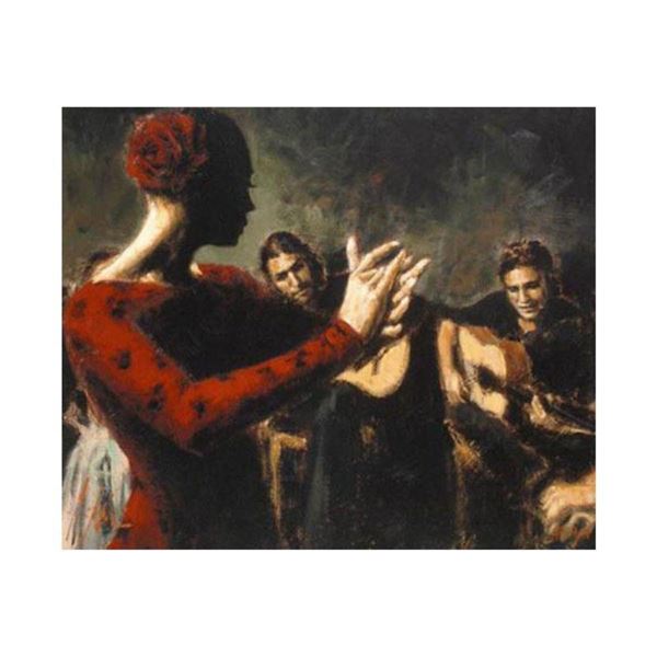 Fabian Perez, "Study Tablado Flamenco V" Hand Textured Limited Edition Giclee on Board. Hand Signed 