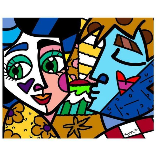 Romero Britto "Please Sweetheart" Hand Signed Limited Edition Giclee on Canvas; COA