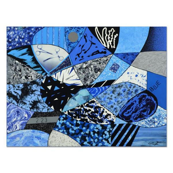Tom Pergola, "Black, Blue and White" Original Acrylic Painting on Gallery Wrapped Canvas, Hand Signe