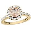 Image 1 : 1.08 CTW Morganite & Diamond Ring 10K Yellow Gold - REF-57N6Y