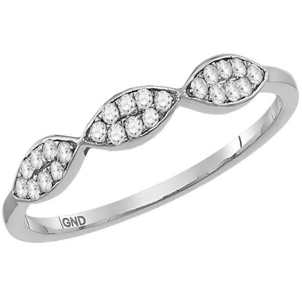 Round Diamond Oval Cluster Stackable Band Ring 1/8 Cttw 10KT White Gold