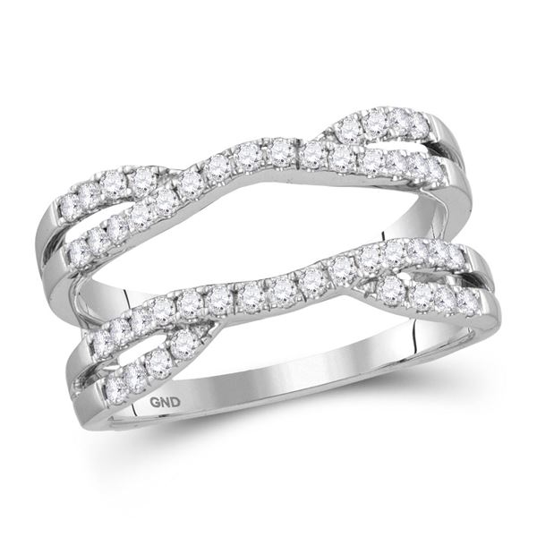 Round Diamond Wedding Wrap Ring Guard Enhancer 1/2 Cttw 14KT White Gold