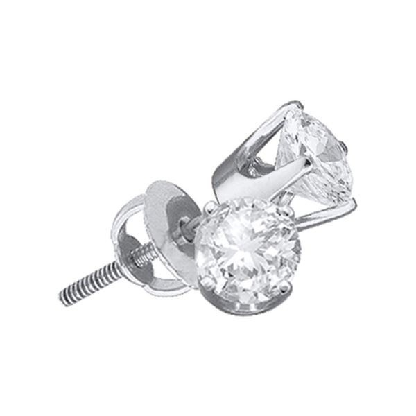 Diamond Solitaire Stud Earrings 1 Cttw 14KT White Gold