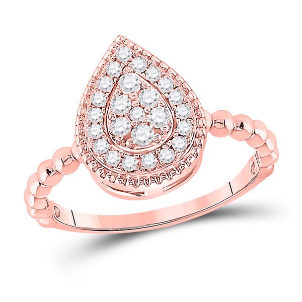 Round Diamond Teardrop Cluster Ring 1/3 Cttw 10KT Rose Gold