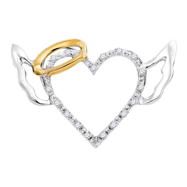 Round Diamond Devil Horn Naughty Heart Pendant 1/20 Cttw 10KT White Gold