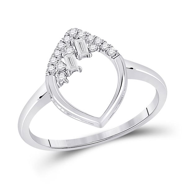Baguette Diamond Scattered Oval Ring 1/8 Cttw 14KT White Gold