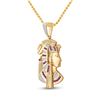 Image 2 : Round Ruby Diamond Pharaoh Charm Pendant 1 Cttw 10KT Yellow Gold