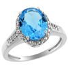 Image 1 : 2.60 CTW Swiss Blue Topaz & Diamond Ring 14K White Gold - REF-54R7H