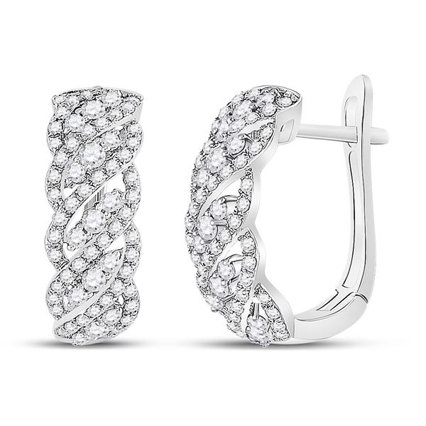 Round Diamond Cascading Hoop Earrings 5/8 Cttw 14KT White Gold