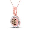 Image 2 : Round Brown Diamond Cluster Pendant 1/4 Cttw 10KT Rose Gold