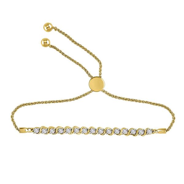 Round Diamond Tennis Bolo Bracelet 1/5 Cttw 10KT Yellow Gold