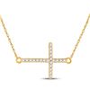 Image 1 : Round Diamond Horizontal Cross Necklace 1/20 Cttw 10KT Yellow Gold