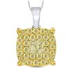 Image 1 : Princess Diamond Circle Cluster Pendant 1 Cttw 14KT Two-tone Gold