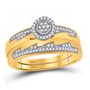 Image 2 : Diamond Cluster Matching Wedding Set 1/3 Cttw 10KT Yellow Gold