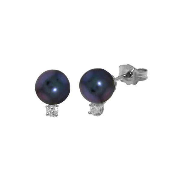 Genuine 4.1 ctw Black Pearl & Diamond Earrings 14KT White Gold - REF-21T6A