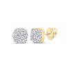 Image 1 : Round Diamond Cluster Earrings 1/5 Cttw 10KT Yellow Gold