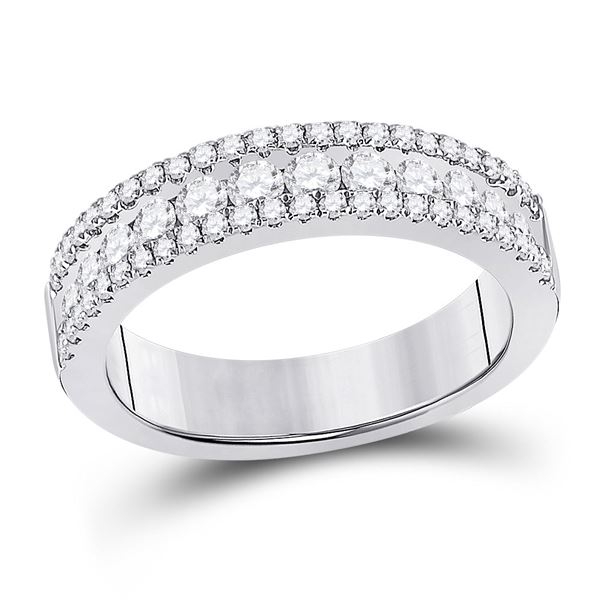 Round Diamond Band Ring 1 Cttw 14KT White Gold
