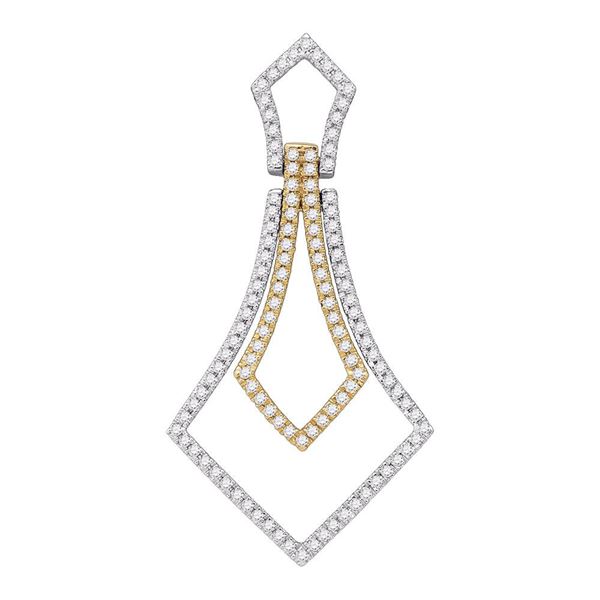 Round Diamond 2-tone Pendant 3/8 Cttw 14KT White Gold