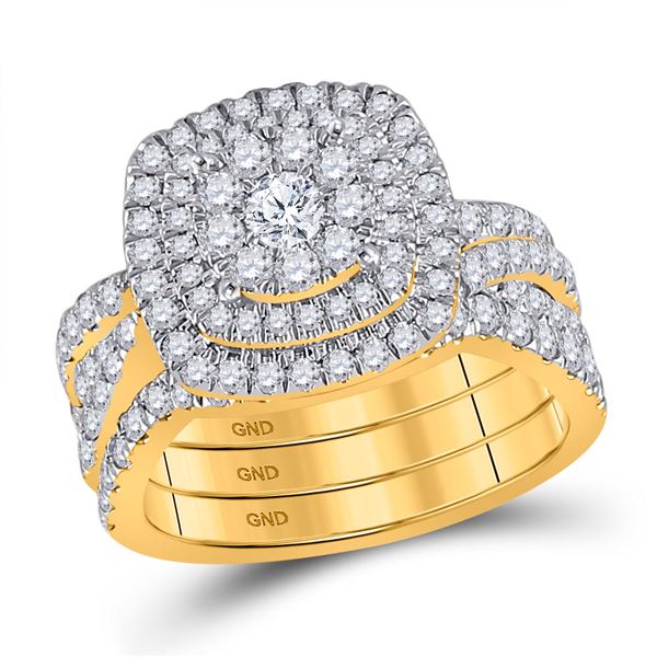 Diamond Bridal Wedding Ring Band Set 2 Cttw 14KT Yellow Gold