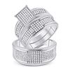 Image 1 : Diamond Square Matching Wedding Set 5/8 Cttw 10KT White Gold
