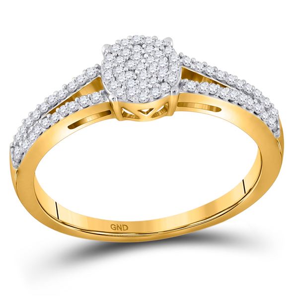 Round Diamond Split-shank Circle Cluster Ring 1/5 Cttw 10KT Yellow Gold