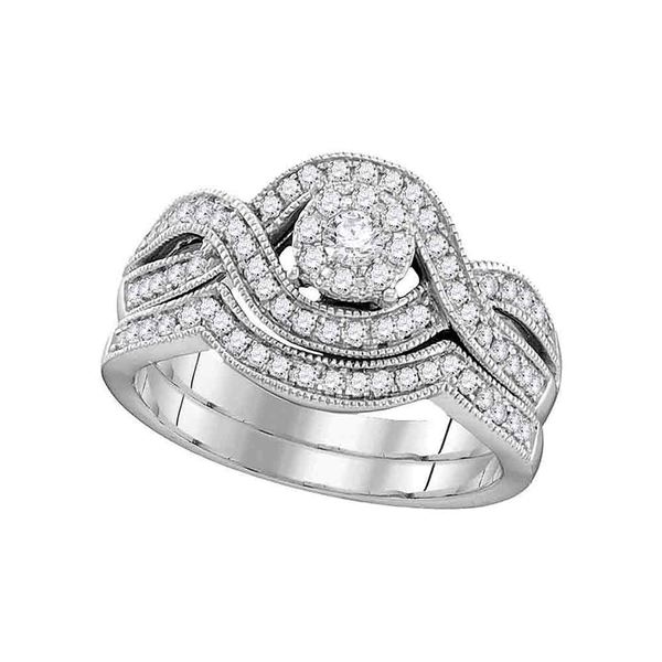 Diamond Bridal Wedding Ring Band Set 1/2 Cttw 10KT White Gold