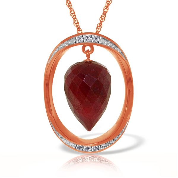Genuine 13.1 ctw Ruby & Diamond Necklace 14KT Rose Gold - REF-122F8Z