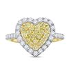 Image 2 : Round Yellow Diamond Heart Ring 1 Cttw 14KT Yellow Gold