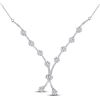 Image 1 : Round Diamond Flower Cluster Cocktail Necklace 1 Cttw 14KT White Gold