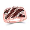 Image 1 : Round Red Color Enhanced Diamond Crossover Band Ring 1/3 Cttw 10KT Rose Gold