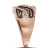 Image 2 : Round Red Color Enhanced Diamond Crossover Band Ring 1/3 Cttw 10KT Rose Gold