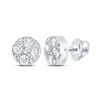 Image 1 : Round Diamond Flower Cluster Earrings 1 Cttw 14KT White Gold