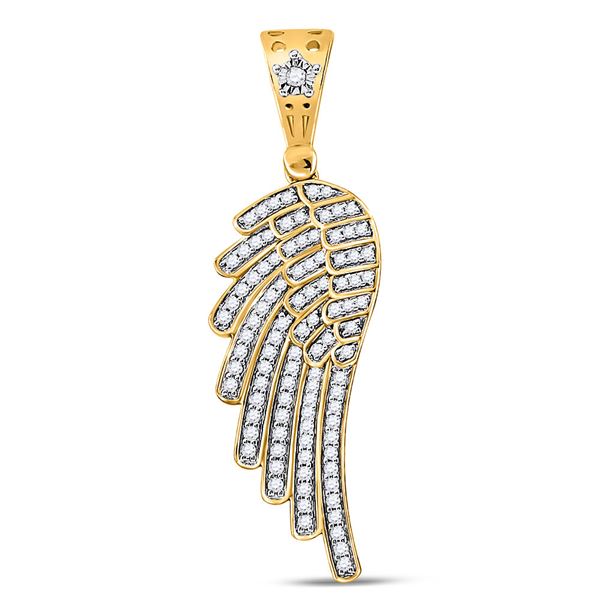 Round Diamond Angel Wing Charm Pendant 1/2 Cttw 10KT Yellow Gold