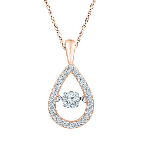 Round Diamond Moving Twinkle Teardrop Pendant 1/4 Cttw 10KT Rose Gold